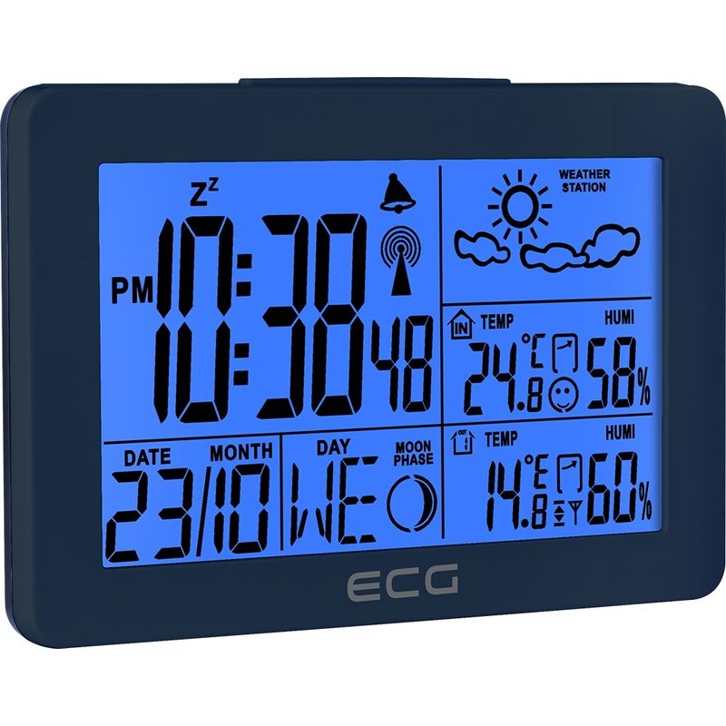 TV, Audio-Video si Foto - Optica, astronomie si metrologie - Meteorologie - Statii meteorologice - Statie meteo interior-exterior ECG MS 200 Grey, senzor extern fara fir, LCD, ceas, alarma - Infinity.ro