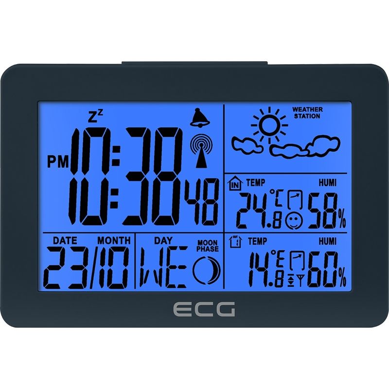 TV, Audio-Video si Foto - Optica, astronomie si metrologie - Meteorologie - Statii meteorologice - Statie meteo interior-exterior ECG MS 200 Grey, senzor extern fara fir, LCD, ceas, alarma - Infinity.ro