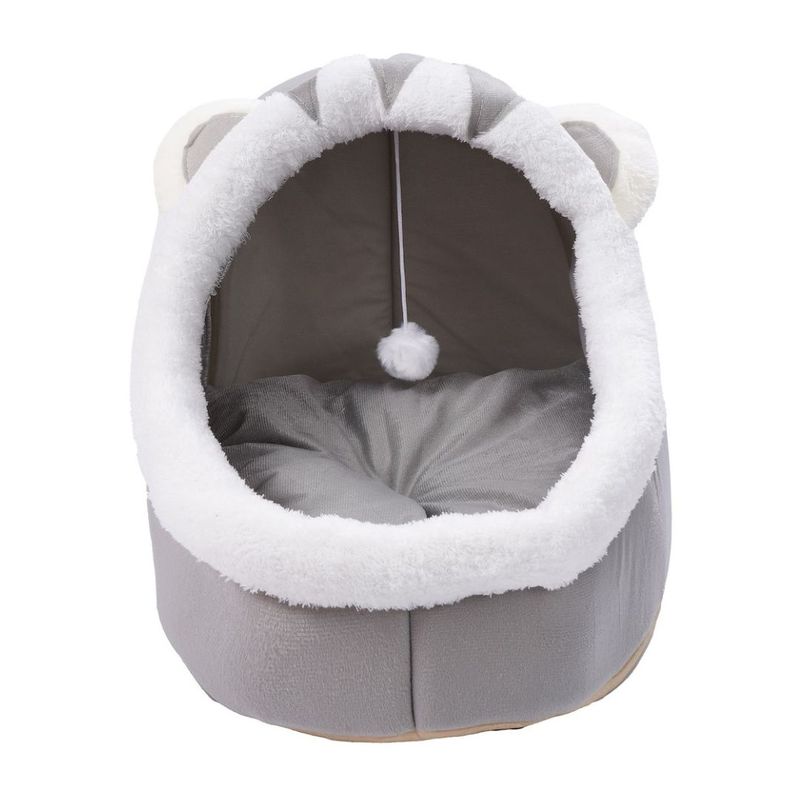 Petshop - Accesorii petshop - Culcusuri si custi - Culcusuri si saltele - Pat tip cusca Jumi, pentru pisici, din plus, gri, 45x37 cm - Infinity.ro