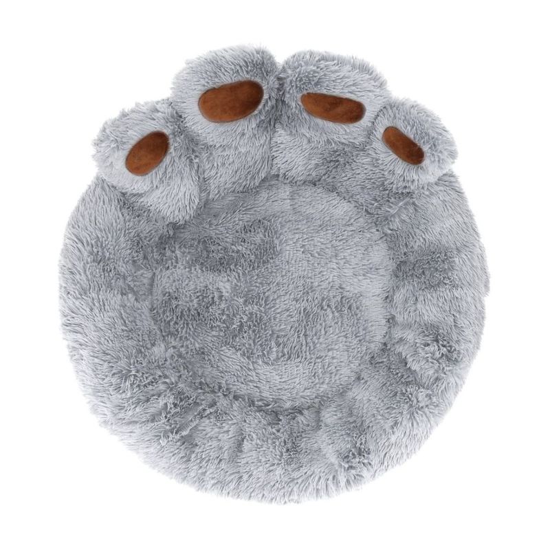 Petshop - Accesorii petshop - Culcusuri si custi - Culcusuri si saltele - Pat rotund Jumi, pentru caini, in forma de labuta, gri, 60 cm - Infinity.ro