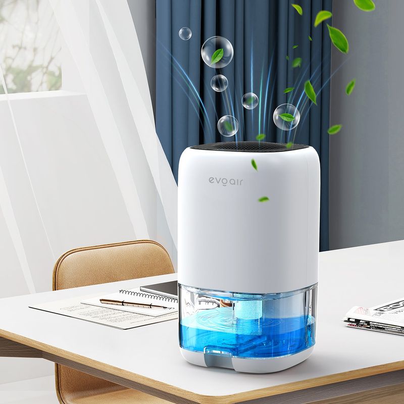 Electronice si Electrocasnice - Climatizare si sisteme de incalzire - Aparate filtrare aer - Dezumidificatoare - Dezumidificator aer Evoair HUMIX300, 300ml/24h, Silentios, Lumina Ambientala in 7 culori, Rezervor 1l, Alb - Infinity.ro