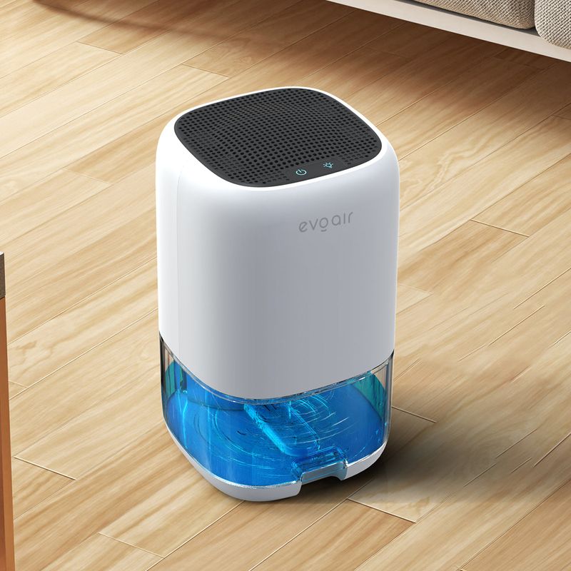 Electronice si Electrocasnice - Climatizare si sisteme de incalzire - Aparate filtrare aer - Dezumidificatoare - Dezumidificator aer Evoair HUMIX300, 300ml/24h, Silentios, Lumina Ambientala in 7 culori, Rezervor 1l, Alb - Infinity.ro