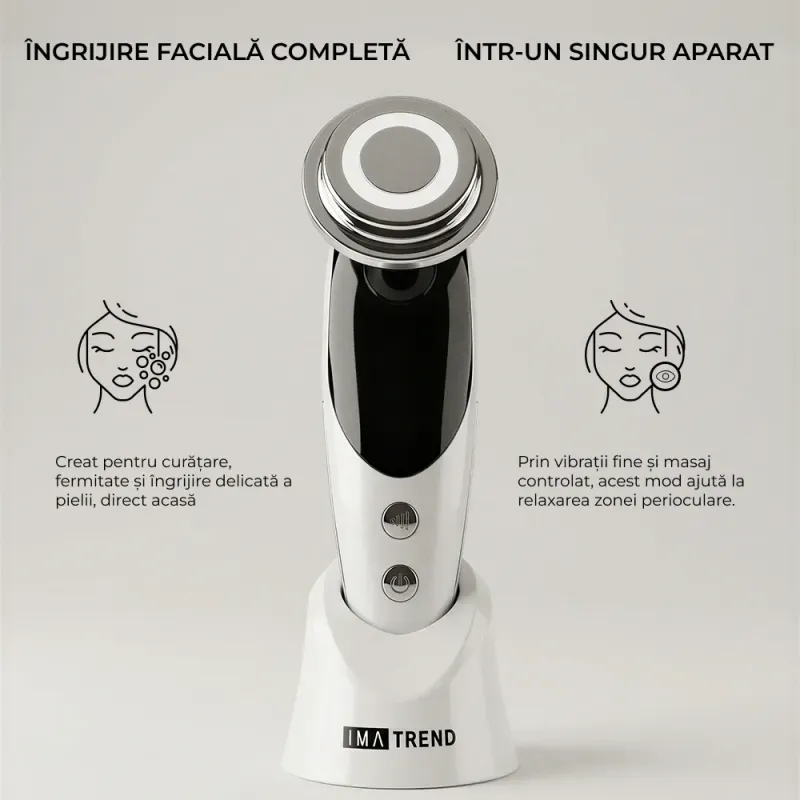 Ingrijire personala si Cosmetice - Aparate si accesorii ingrijire personala - Aparate cosmetice - Aparate intretinere si ingrijire corporala - Aparat profesional pentru tratament facial si intinerirea pielii 7 in 1, IMA Trend®, Vibratii EMS, Masaj facial, Lifting - Infinity.ro
