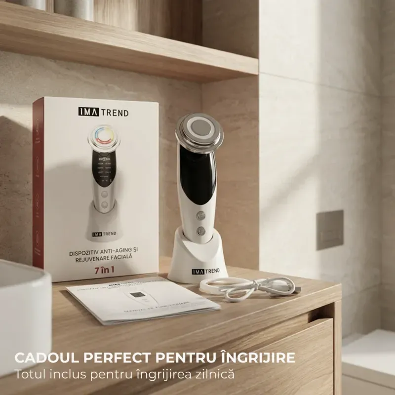Ingrijire personala si Cosmetice - Aparate si accesorii ingrijire personala - Aparate cosmetice - Aparate intretinere si ingrijire corporala - Aparat profesional pentru tratament facial si intinerirea pielii 7 in 1, IMA Trend®, Vibratii EMS, Masaj facial, Lifting - Infinity.ro