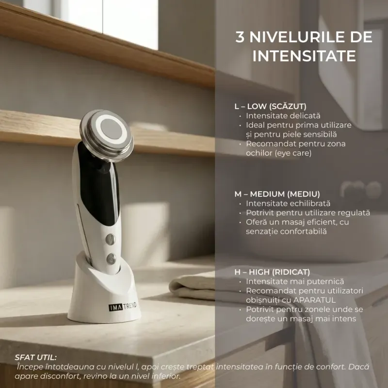 Ingrijire personala si Cosmetice - Aparate si accesorii ingrijire personala - Aparate cosmetice - Aparate intretinere si ingrijire corporala - Aparat profesional pentru tratament facial si intinerirea pielii 7 in 1, IMA Trend®, Vibratii EMS, Masaj facial, Lifting - Infinity.ro