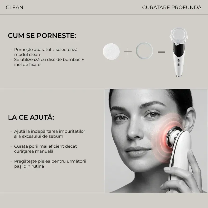 Ingrijire personala si Cosmetice - Aparate si accesorii ingrijire personala - Aparate cosmetice - Aparate intretinere si ingrijire corporala - Aparat profesional pentru tratament facial si intinerirea pielii 7 in 1, IMA Trend®, Vibratii EMS, Masaj facial, Lifting - Infinity.ro