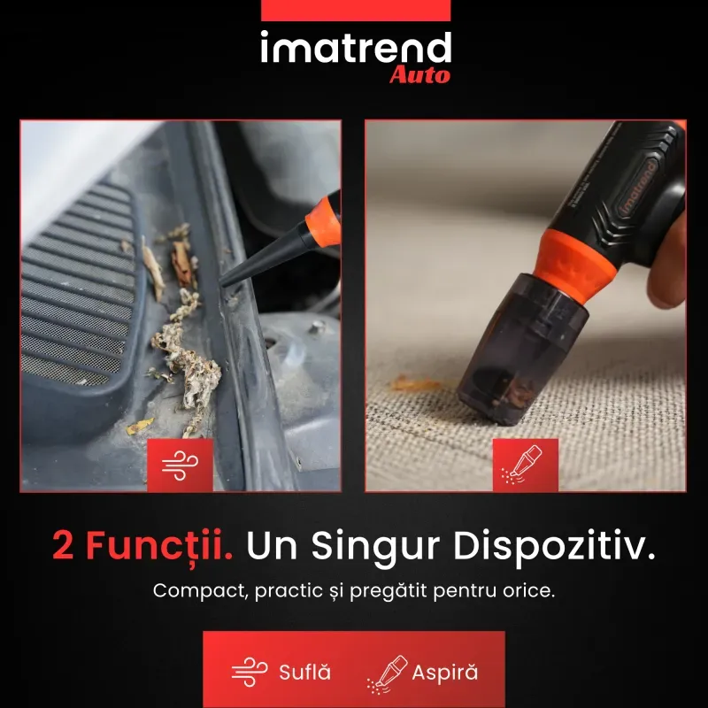 Casa si Gradina - Gradinarit si plante - Utilaje gradina - Aspiratoare, suflante si tocatoare - Suflanta Aer Portabila IMA Trend Blower, Aspirator, Turbo Fan, 140000 RPM, 4 Trepte, 5000mAh, USB-C, Portocaliu - Infinity.ro