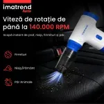 Casa si Gradina - Gradinarit si plante - Utilaje gradina - Aspiratoare, suflante si tocatoare - Suflanta Aer Portabila IMA Trend Blower, Aspirator, Turbo Fan, 140000 RPM, 4 Trepte, 5000mAh, USB-C, Albastru - Infinity.ro