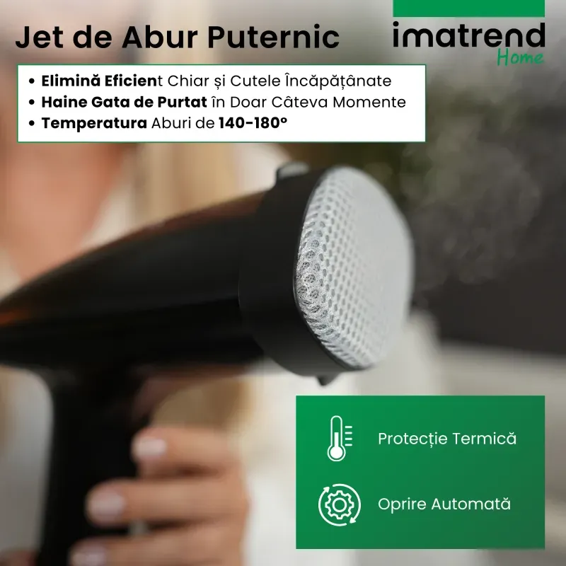 Electronice si Electrocasnice - Ingrijirea tesaturilor - Aparate de calcat cu aburi - Aparat de Calcat Vertical Portabil cu Aburi IMA Trend 1800W, Rezervor 300ml, Incalzire Rapida 30s - Infinity.ro