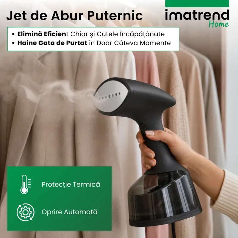 Electronice si Electrocasnice - Ingrijirea tesaturilor - Aparate de calcat cu aburi - Aparat de Calcat Vertical Portabil cu Aburi IMA Trend 1800W, Rezervor 300ml, Incalzire Rapida 30s - Infinity.ro