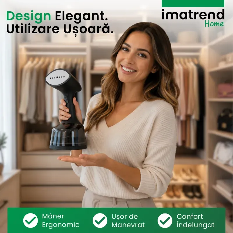 Electronice si Electrocasnice - Ingrijirea tesaturilor - Aparate de calcat cu aburi - Aparat de Calcat Vertical Portabil cu Aburi IMA Trend 1800W, Rezervor 300ml, Incalzire Rapida 30s - Infinity.ro