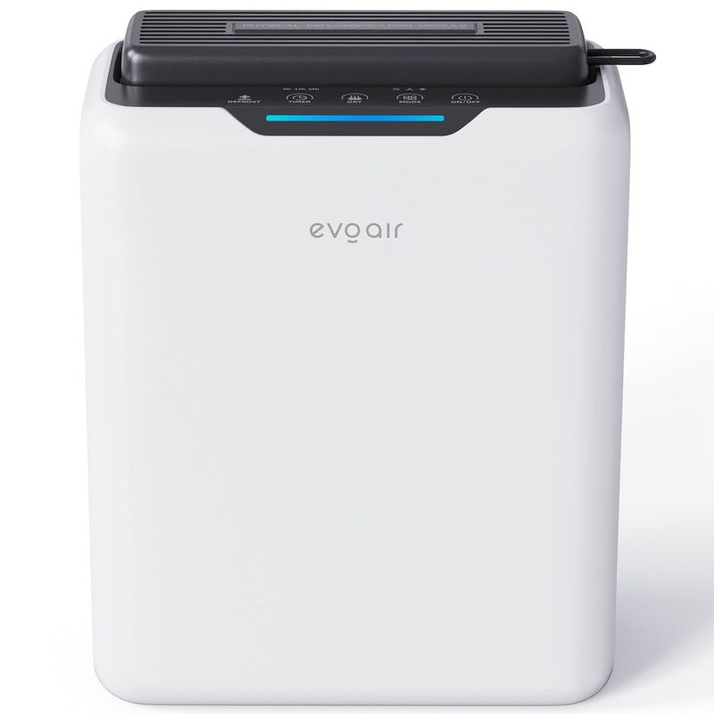Electronice si Electrocasnice - Climatizare si sisteme de incalzire - Aparate filtrare aer - Dezumidificatoare - Dezumidificator aer Evoair HUMIXDUO, 500ml/24h, Lumina Ambientala, Rezerva cu Silicagel, Timer 48h, Rezervor 2.5l, Alb - Infinity.ro