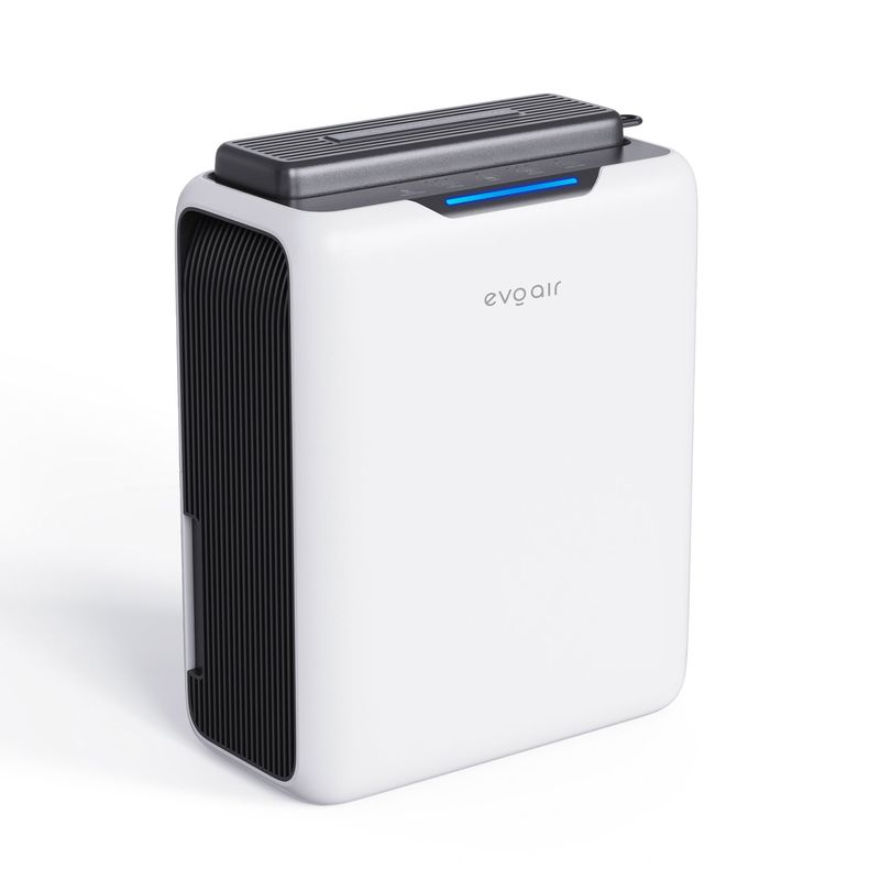 Electronice si Electrocasnice - Climatizare si sisteme de incalzire - Aparate filtrare aer - Dezumidificatoare - Dezumidificator aer Evoair HUMIXDUO, 500ml/24h, Lumina Ambientala, Rezerva cu Silicagel, Timer 48h, Rezervor 2.5l, Alb - Infinity.ro