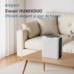 Electronice si Electrocasnice - Climatizare si sisteme de incalzire - Aparate filtrare aer - Dezumidificatoare - Dezumidificator aer Evoair HUMIXDUO, 500ml/24h, Lumina Ambientala, Rezerva cu Silicagel, Timer 48h, Rezervor 2.5l, Alb - Infinity.ro
