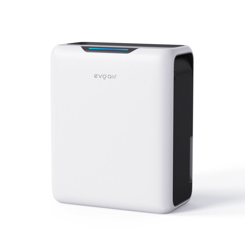Electronice si Electrocasnice - Climatizare si sisteme de incalzire - Aparate filtrare aer - Dezumidificatoare - Dezumidificator aer Evoair HUMIXDUO, 500ml/24h, Lumina Ambientala, Rezerva cu Silicagel, Timer 48h, Rezervor 2.5l, Alb - Infinity.ro
