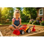 Jucarii, Copii si Bebe - Jucarii si jocuri - Vehicule si jucarii cu telecomanda - Masinute - Tractor BAMS 2 CU 2 cupe rosu portocaliu - Infinity.ro