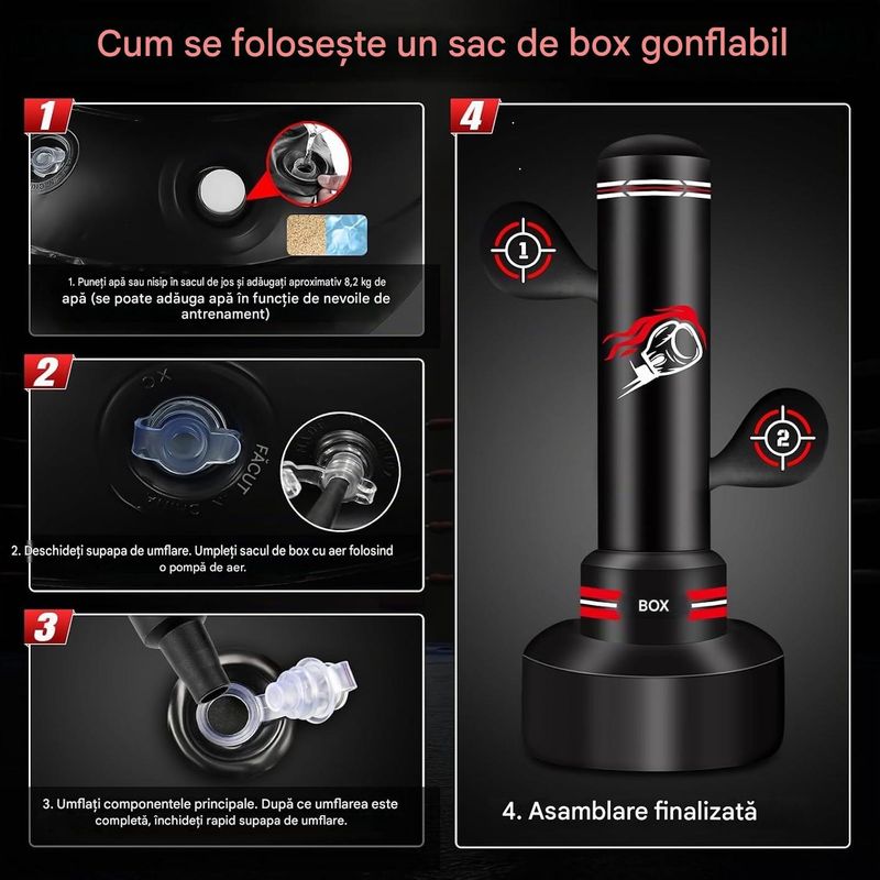 Sport si Outdoor - Sporturi de contact - Saci de box si accesorii - Set sac de box neumplut cu manusi, coarda sarit, pompa - Infinity.ro