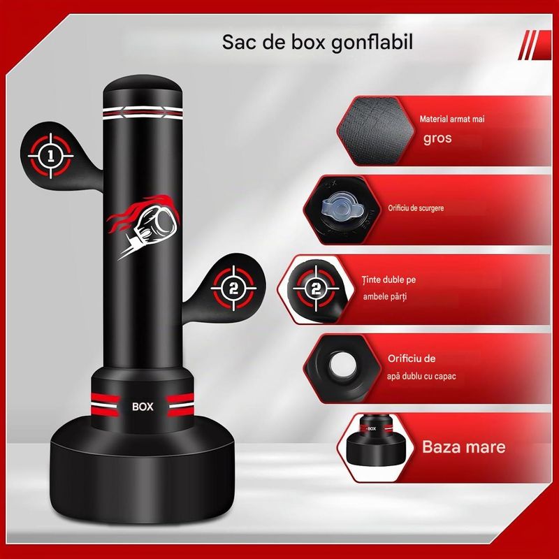 Sport si Outdoor - Sporturi de contact - Saci de box si accesorii - Set sac de box neumplut cu manusi, coarda sarit, pompa - Infinity.ro