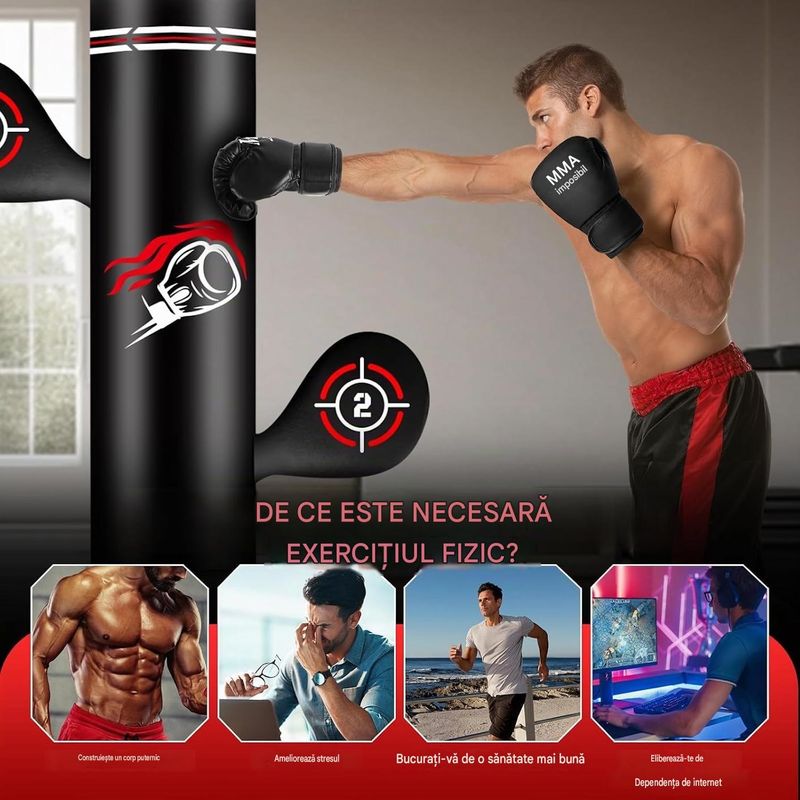 Sport si Outdoor - Sporturi de contact - Saci de box si accesorii - Set sac de box neumplut cu manusi, coarda sarit, pompa - Infinity.ro