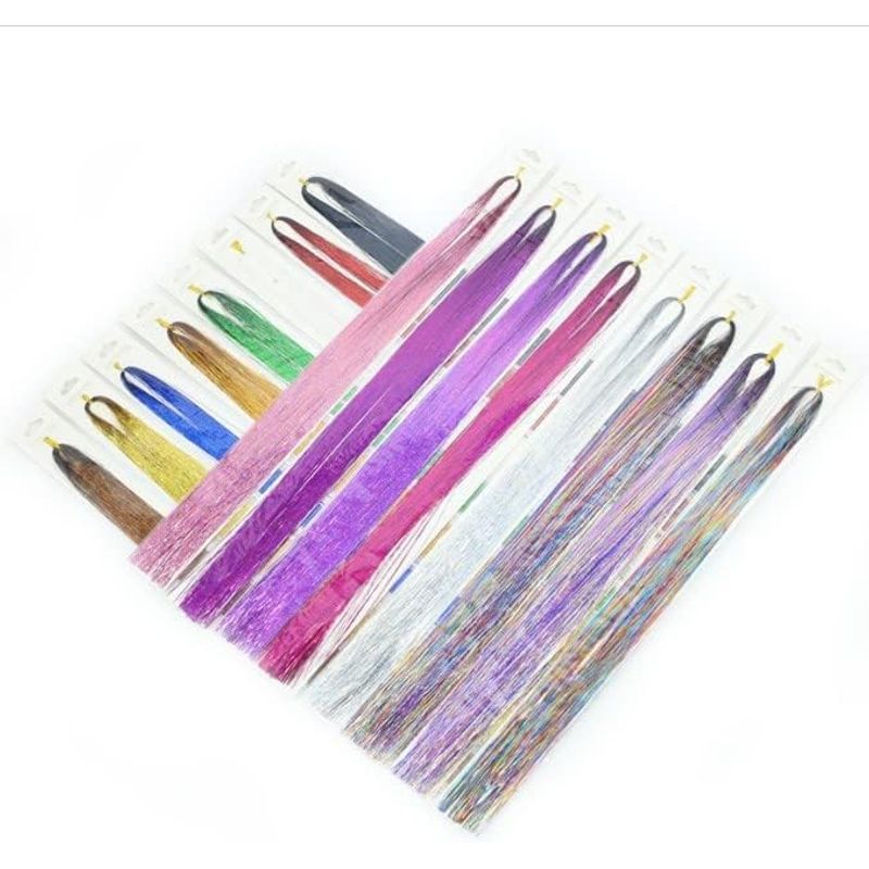 Fashion, accesorii si bijuterii - Femei - Accesorii femei - Accesorii pentru par femei - Suvite decorative pentru par, Hair Tinsel, 14 culori, 94 cm, extensii colorate cu efect stralucitor - Infinity.ro