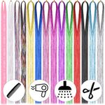 Fashion, accesorii si bijuterii - Femei - Accesorii femei - Accesorii pentru par femei - Suvite decorative pentru par, Hair Tinsel, 14 culori, 94 cm, extensii colorate cu efect stralucitor - Infinity.ro