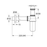 Casa si Gradina - Sanitare - Lavoar baie si accesorii - Accesorii baterii sanitare - Sifon lavoar Grohe 28920000, 245 mm, 66 mm, 1 1/4 conexiune lavoar, 32 diametru, 32 mm conexiune perete, Crom - Infinity.ro