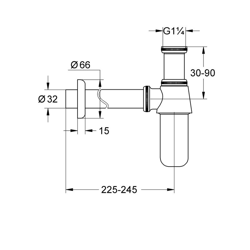 Casa si Gradina - Sanitare - Lavoar baie si accesorii - Accesorii baterii sanitare - Sifon lavoar Grohe 28920000, 245 mm, 66 mm, 1 1/4 conexiune lavoar, 32 diametru, 32 mm conexiune perete, Crom - Infinity.ro