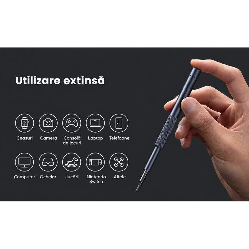 Casa si Gradina - Constructii - Scule de mana si unelte - Surubelnite - Set Surubelnite Precizie Magnetice AXTH 25 in 1PRO, Biti Otel S2 Duritate HRC65+, 24 Biti, Negru - Infinity.ro