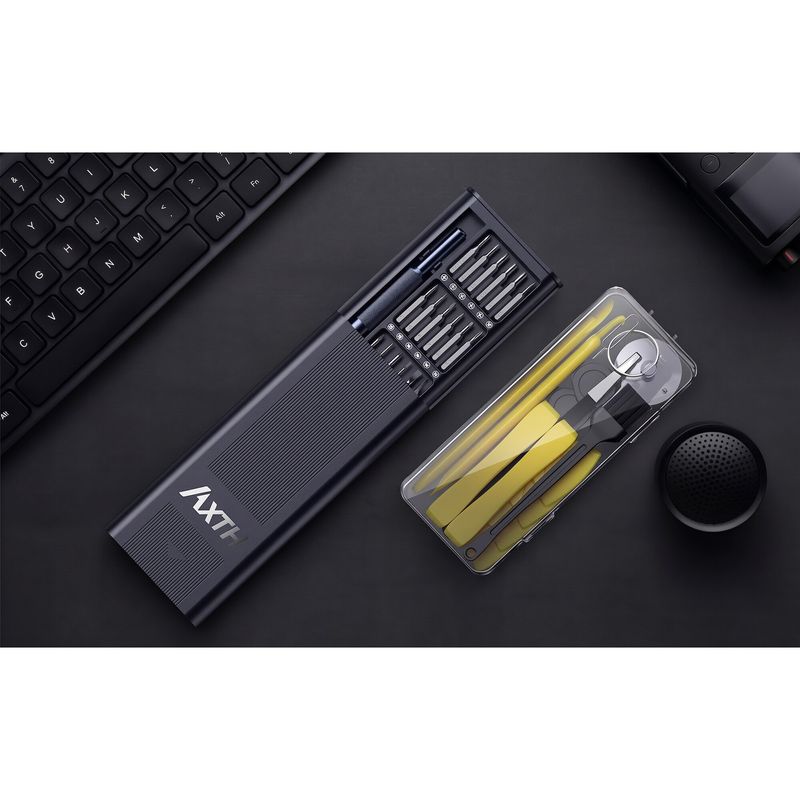 Casa si Gradina - Constructii - Scule de mana si unelte - Surubelnite - Set Surubelnite Precizie Magnetice AXTH 25 in 1PRO, Biti Otel S2 Duritate HRC65+, 24 Biti, Negru - Infinity.ro