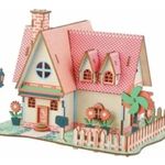 Jucarii, Copii si Bebe - Jucarii si jocuri - Seturi de constructie si cuburi - Seturi de constructie - Set de construit din lemn, macheta, copii si adulti, 73 piese, Casa cu Floarea soarelui - Infinity.ro