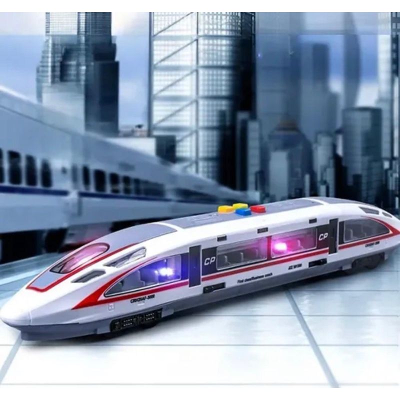 Jucarii, Copii si Bebe - Jucarii si jocuri - Vehicule si jucarii cu telecomanda - Trenulete de jucarie - Tren De Mare Viteza City Service Car, Lumini Si Sunete, Baterii Incluse, 38-39 X 5 Cm - Infinity.ro