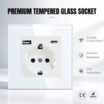 Casa si Gradina - Electrice - Prize - Priza rama sticla securizata, porturi USB-A si USB-C, iUni UC2, 16A - Infinity.ro