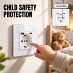 Casa si Gradina - Electrice - Prize - Priza rama sticla securizata, porturi USB-A si USB-C, iUni UC2, 16A - Infinity.ro