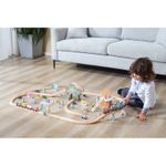 Jucarii, Copii si Bebe - Jucarii si jocuri - Vehicule si jucarii cu telecomanda - Trenulete de jucarie - Trenulet set Viga PolarB, din lemn cu 90 piese, multicolor KID440670 - Infinity.ro