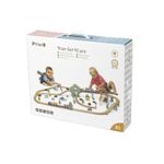 Jucarii, Copii si Bebe - Jucarii si jocuri - Vehicule si jucarii cu telecomanda - Trenulete de jucarie - Trenulet set Viga PolarB, din lemn cu 90 piese, multicolor KID440670 - Infinity.ro