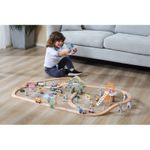 Jucarii, Copii si Bebe - Jucarii si jocuri - Vehicule si jucarii cu telecomanda - Trenulete de jucarie - Trenulet set Viga PolarB, din lemn cu 90 piese, multicolor KID440670 - Infinity.ro