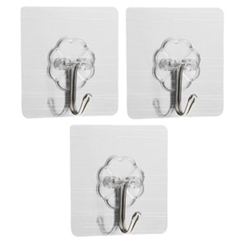 Casa si Gradina - Mobilier - Organizare si depozitare - Cuiere - Carlige Autocoloante Argintii cu Model Floare 6x6cm - 3buc - Infinity.ro