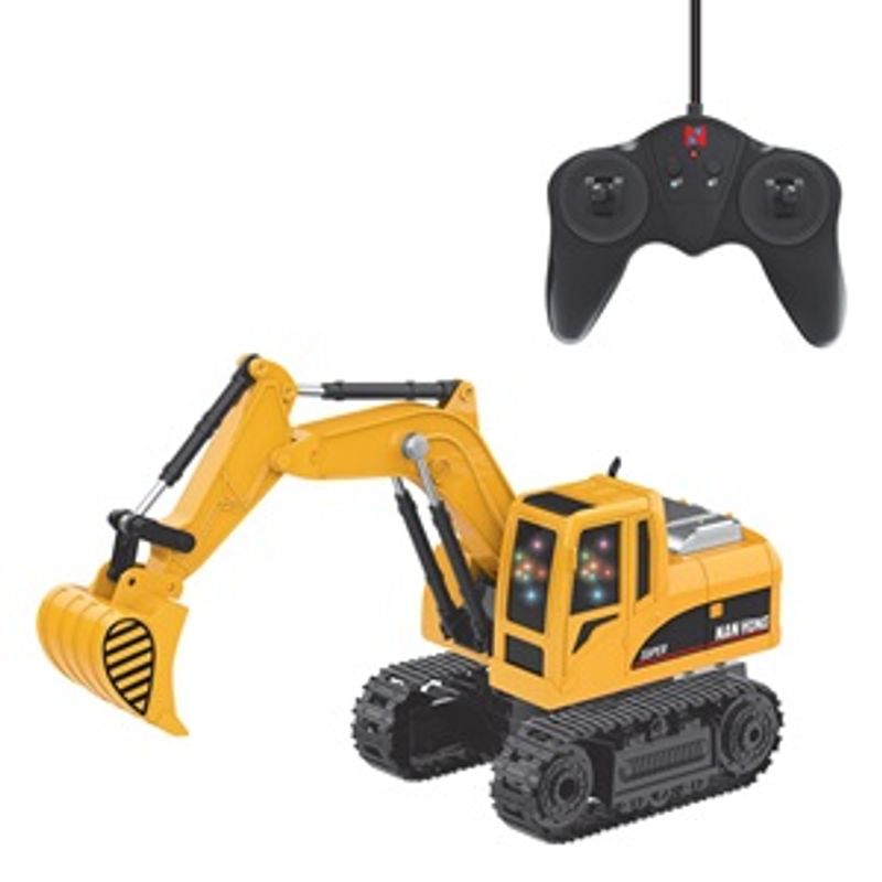 Jucarii, Copii si Bebe - Jucarii si jocuri - Vehicule si jucarii cu telecomanda - Utilaje constructie de jucarie - Excavator de constructii cu telecomanda, Galben, Plastic - Infinity.ro