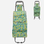 Market - Bacanie - Alte articole bacanie - Carucior de cumparaturi pliabil, verde, cu model lamai, 34x28x96cm - Infinity.ro
