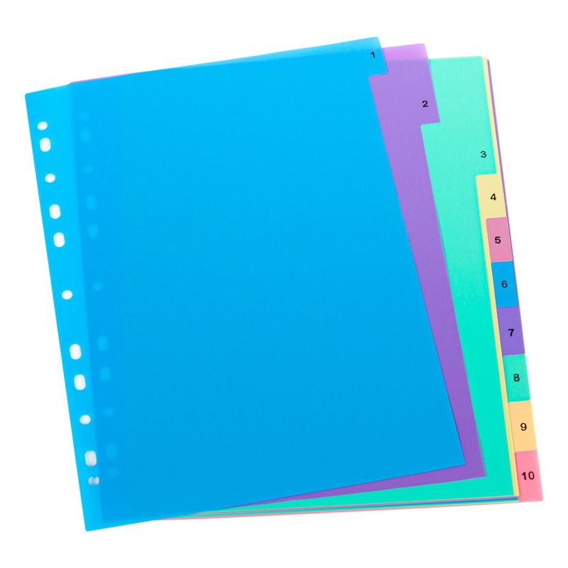 Carti si Birotica - Papetarie - Notite autoadezive - Separatoare din Plastic A4, Multicolore, Numerotate, 10 buc - Infinity.ro