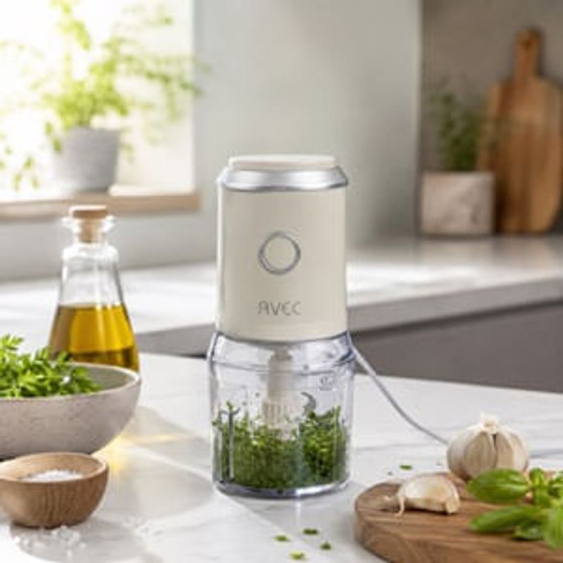 Electronice si Electrocasnice - Electrocasnice bucatarie - Mixere, tocatoare & roboti de bucatarie - Blendere si mini tocatoare - Tocator electric multifunctional, 300W, 500ml, 2 viteze, 4 lame, Beige - Infinity.ro