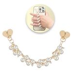 Laptop, Telefoane si Tablete - Telefoane mobile si accesorii - Accesorii Telefoane - Alte accesorii telefoane - Maner adeziv pentru telefon cu lant metalic auriu si inimioare, 16 cm - Infinity.ro