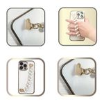 Laptop, Telefoane si Tablete - Telefoane mobile si accesorii - Accesorii Telefoane - Alte accesorii telefoane - Maner adeziv pentru telefon cu lant metalic auriu si inimioare, 16 cm - Infinity.ro