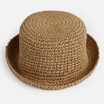Fashion, accesorii si bijuterii - Femei - Accesorii femei - Caciuli si palarii femei - Palarie Bucket din Paie, Bej, Marimea 57 - Infinity.ro