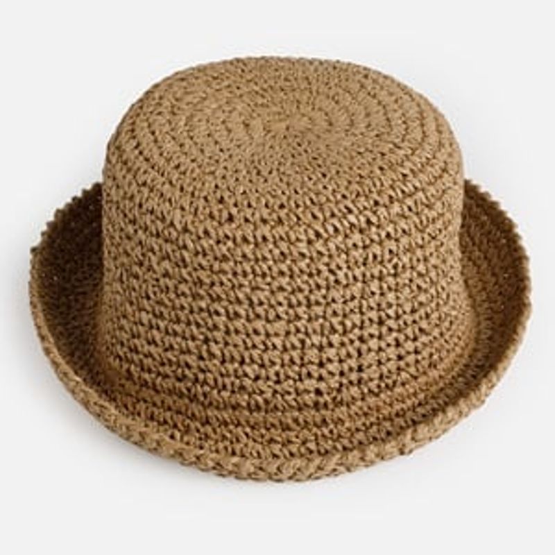 Fashion, accesorii si bijuterii - Femei - Accesorii femei - Caciuli si palarii femei - Palarie Bucket din Paie, Bej, Marimea 57 - Infinity.ro