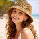 Fashion, accesorii si bijuterii - Femei - Accesorii femei - Caciuli si palarii femei - Palarie Bucket din Paie, Bej, Marimea 57 - Infinity.ro