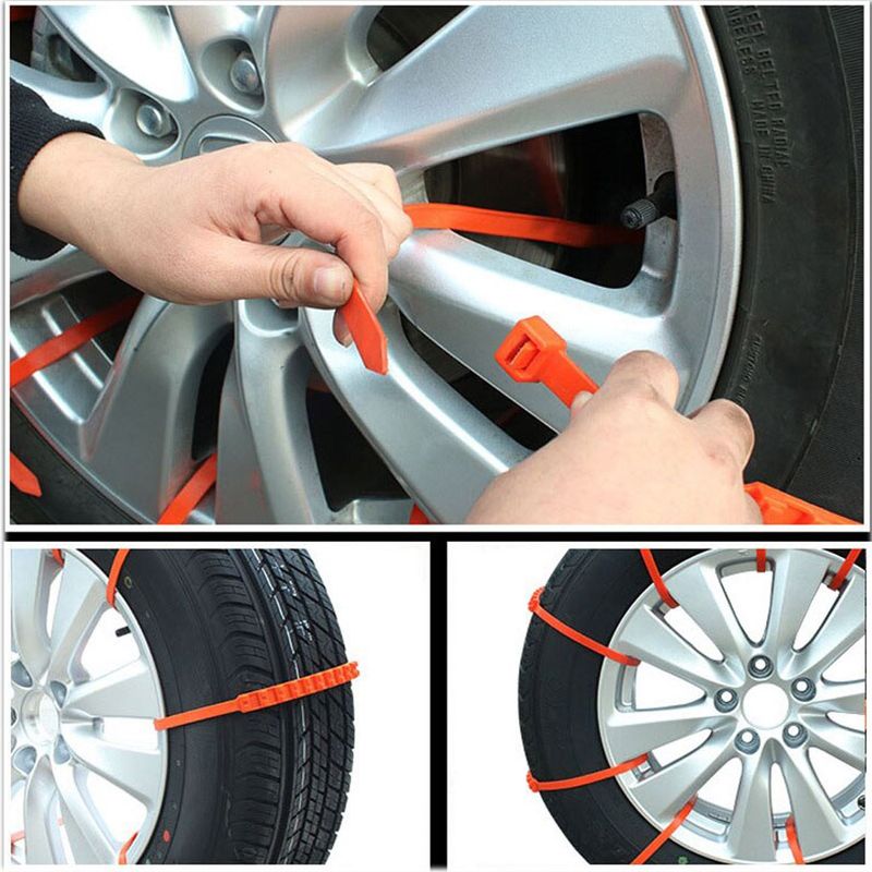 Auto si Moto - Intretinere auto - Huse auto - Benzi antiderapante pentru anvelope, 10 bucati, 93 cm, portocaliu - Infinity.ro