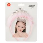 Jucarii, Copii si Bebe - Jucarii si jocuri - Jucarii de rol - Frumusete, bijuterii si accesorii fetite - Tiara pentru par cu strass, margele si tul roz, 4.5 cm - Infinity.ro
