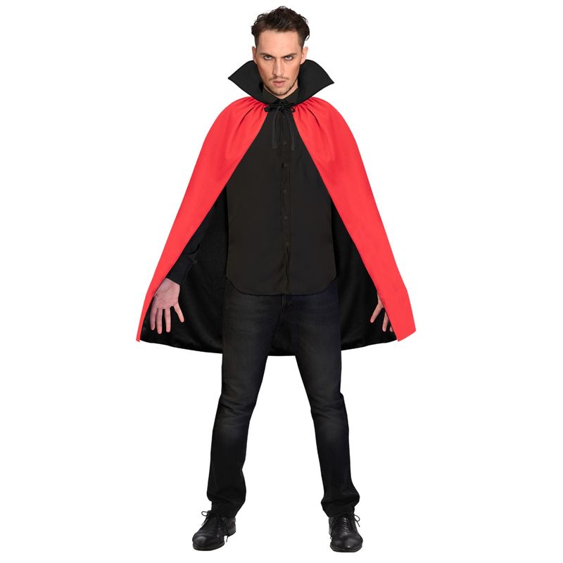 Casa si Gradina - Decoratiuni - Decoratiuni petrecere - Masti si costume carnaval - Pelerina reversibila, Halloween, cu gluga, pentru adulti, culoarea negru-rosu, one size - Infinity.ro