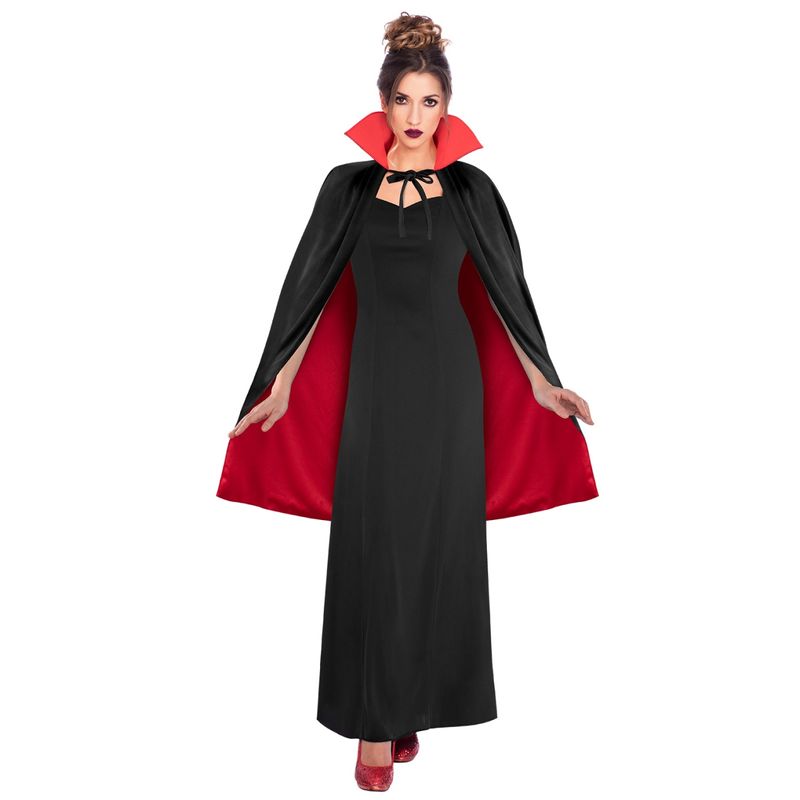 Casa si Gradina - Decoratiuni - Decoratiuni petrecere - Masti si costume carnaval - Pelerina reversibila, Halloween, cu gluga, pentru adulti, culoarea negru-rosu, one size - Infinity.ro